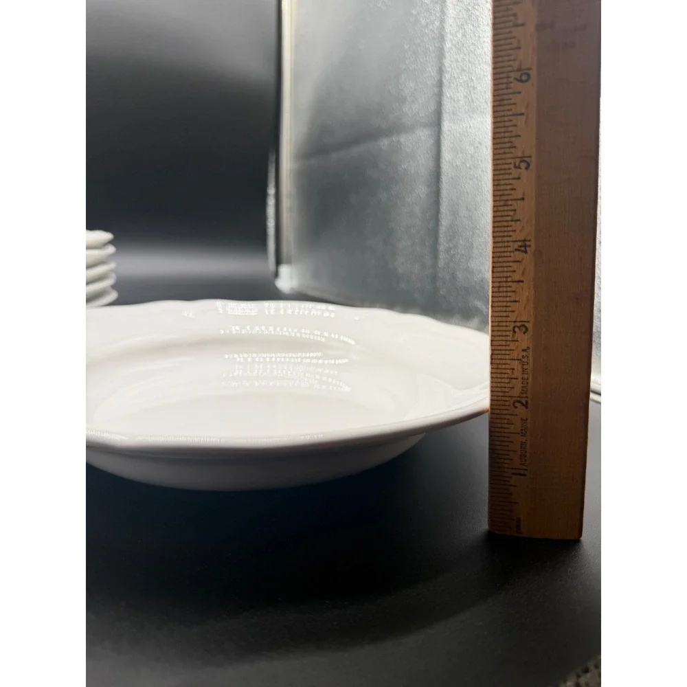 IKEA Arv‎ White Pasta Bowls Set of 6 Scalloped Rim Deep Plates 9.25 Inch 21464